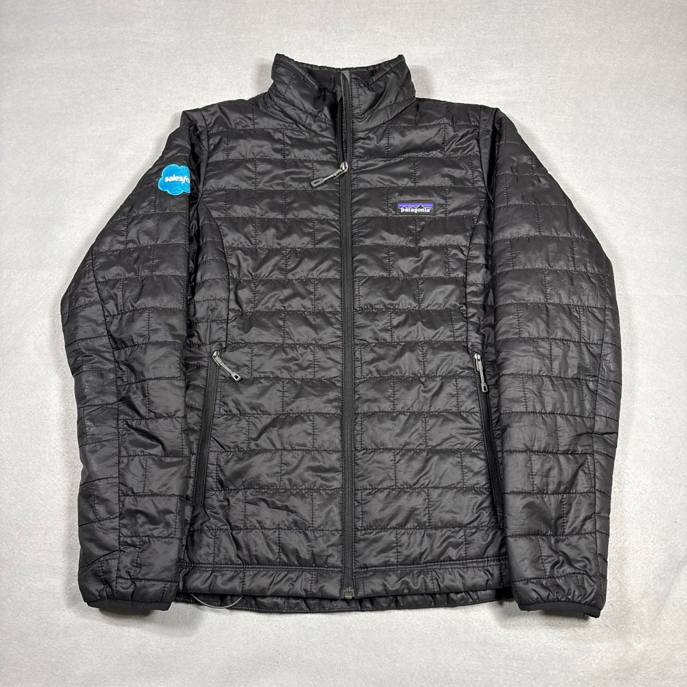 Patagonia Womens Nano Puff Jacket Black Salesforce Logo Primaloft Medium 84217